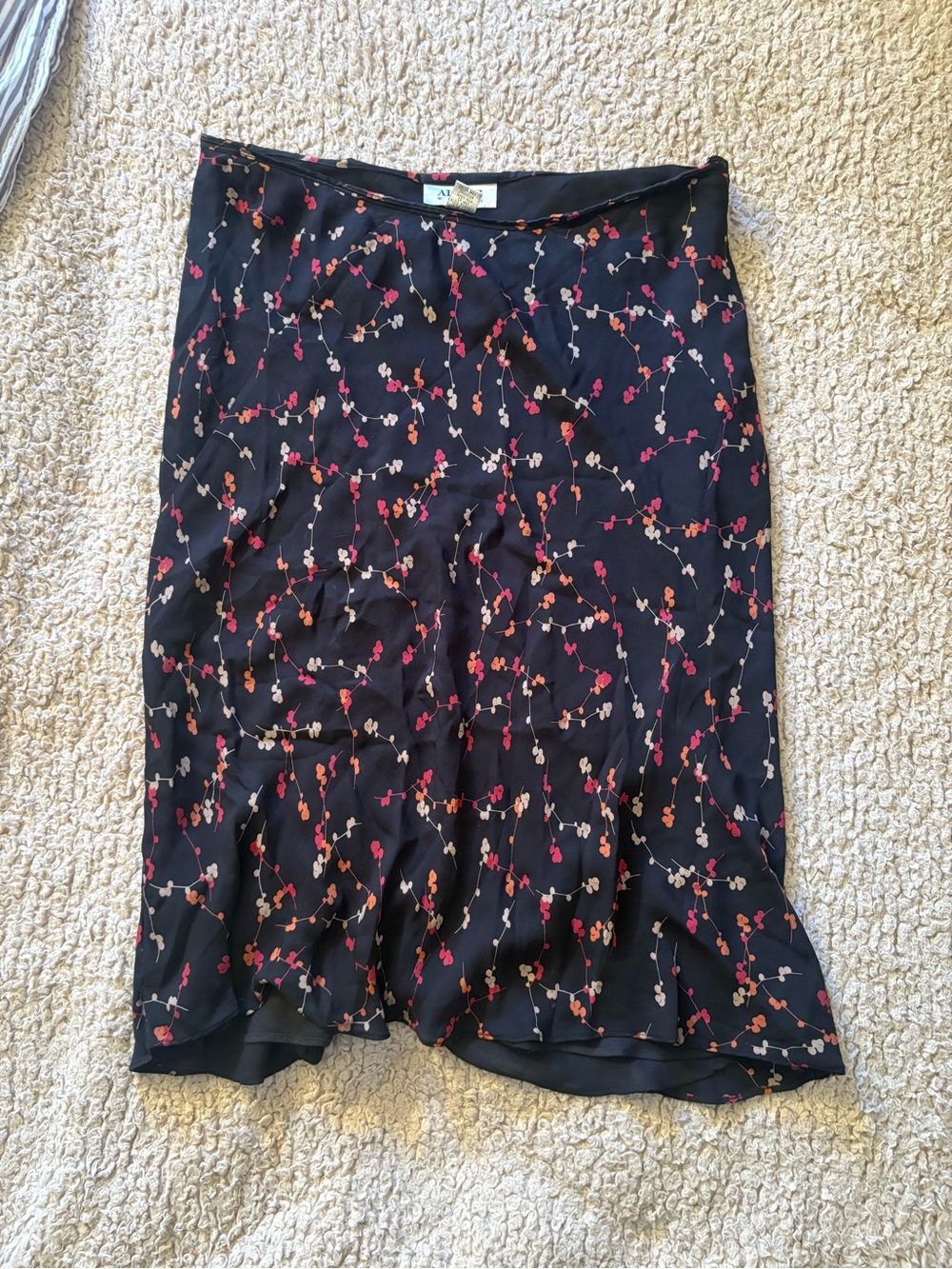 Vintage Alfani Black Floral Midi Skirt